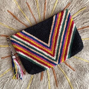 Handmade Colorful Chevron Beaded Clutch